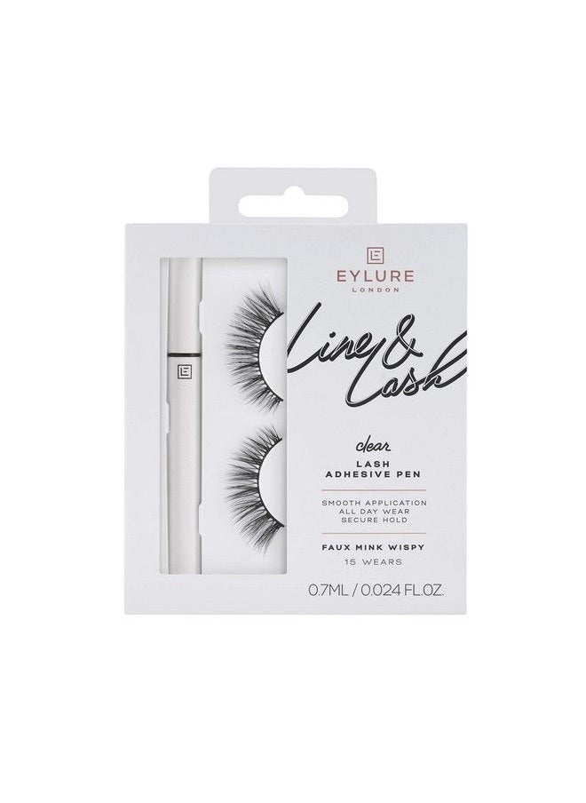Line & Lash Kit Clear Lash Glue Pen and False Lashes Faux Mink Wispy