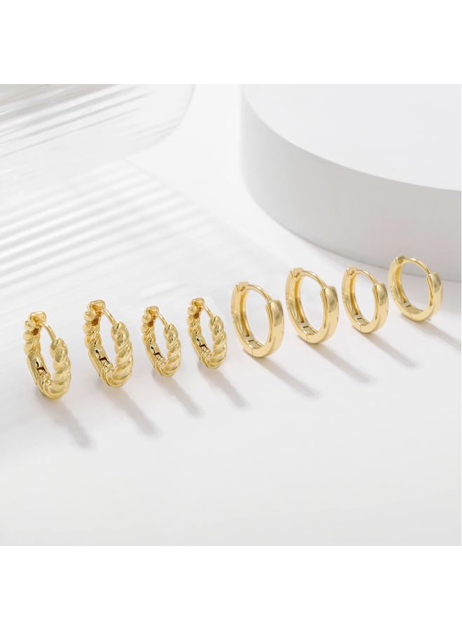 BMMYE Small Gold Huggie Hoop Earrings for Women 4 Pairs Cartilage Mini Gold Hoops Tiny Gold Earrings Set for Multiple Piercing Hypoallergenic 8mm 10mm - Image 5