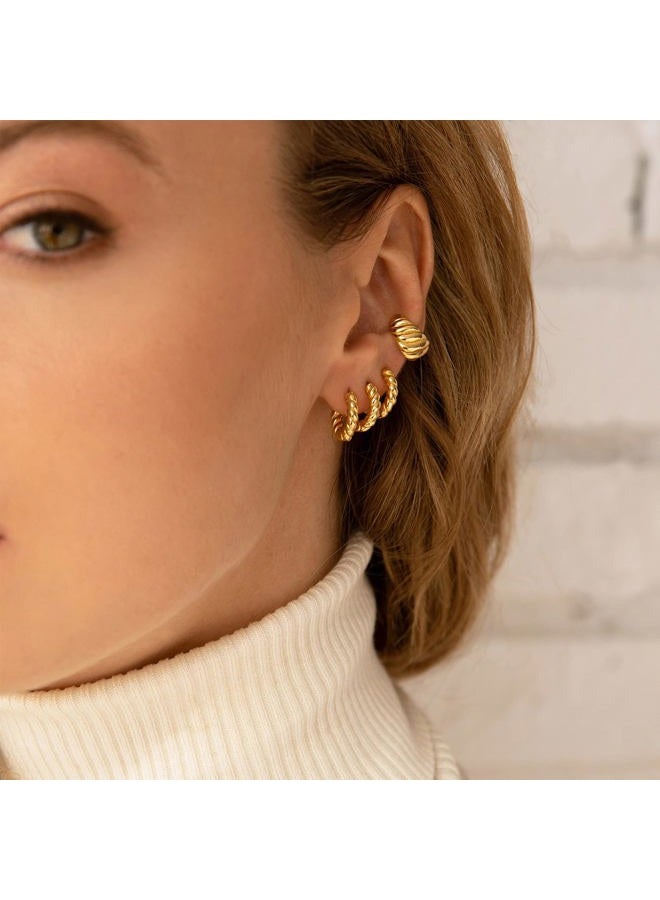 BMMYE Small Gold Huggie Hoop Earrings for Women 4 Pairs Cartilage Mini Gold Hoops Tiny Gold Earrings Set for Multiple Piercing Hypoallergenic 8mm 10mm - Image 2