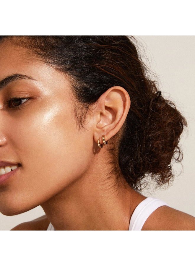 BMMYE Small Gold Huggie Hoop Earrings for Women 4 Pairs Cartilage Mini Gold Hoops Tiny Gold Earrings Set for Multiple Piercing Hypoallergenic 8mm 10mm - Image 4