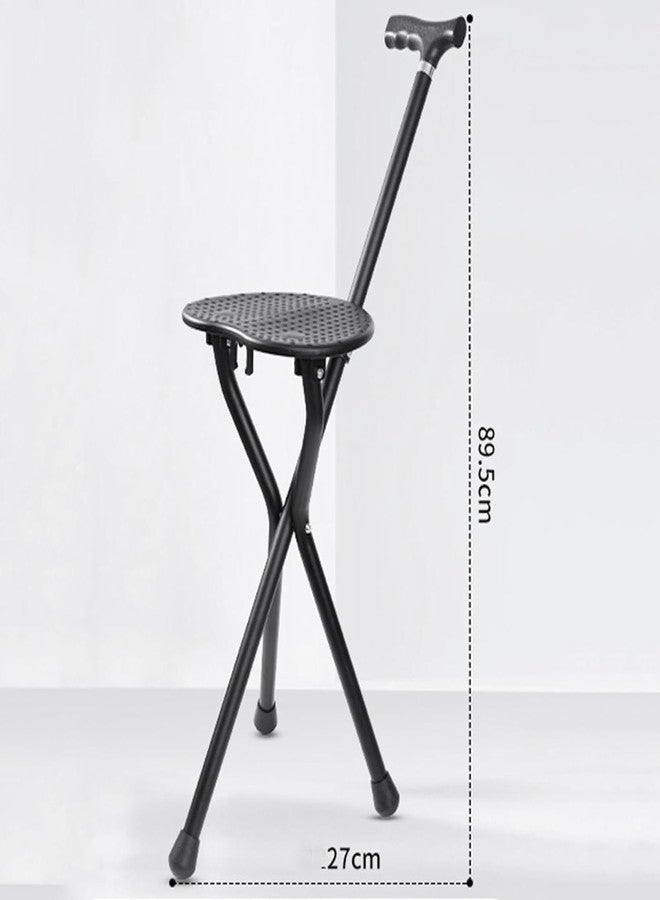 VHG Walking Stick Seniors Elderly Walking Stick with Seat, Aluminum Alloy Folding Canes with Non-Slip Handle, for People Disabilities, Pregnant Women, People Reduced Mobility - Image 2