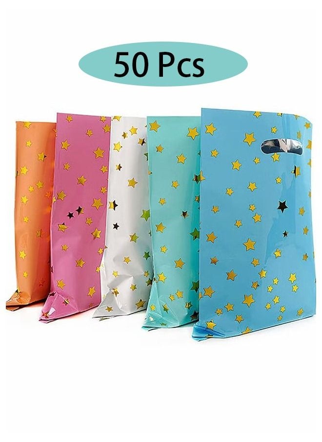 Generic 50 Pcs Gift Bag Kids Party Favors Bags Candy Snack Creative Gift Bag Star Pattern Packaging Bag in 5 Colors for Birthdays New Years Graduations Anniversaries Baby Showers  - Image 1