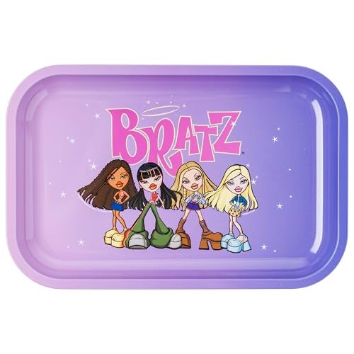 Silver Buffalo Bratz Tin Tray Featuring Yasmin, Cloe, Jade, Sasha, and The Bratz Logo, 11.3" x 7.4" - Image 1