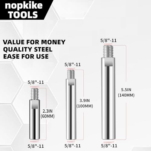 nophike 5/8"-11 Angle Grinder Extension Shaft Connecting Rod 3PCS，Compatible with Makita, Dewalt, Bosch, Hitachi, Milwaukee, Metabo and Other Brands，nophike Tool - Image 2