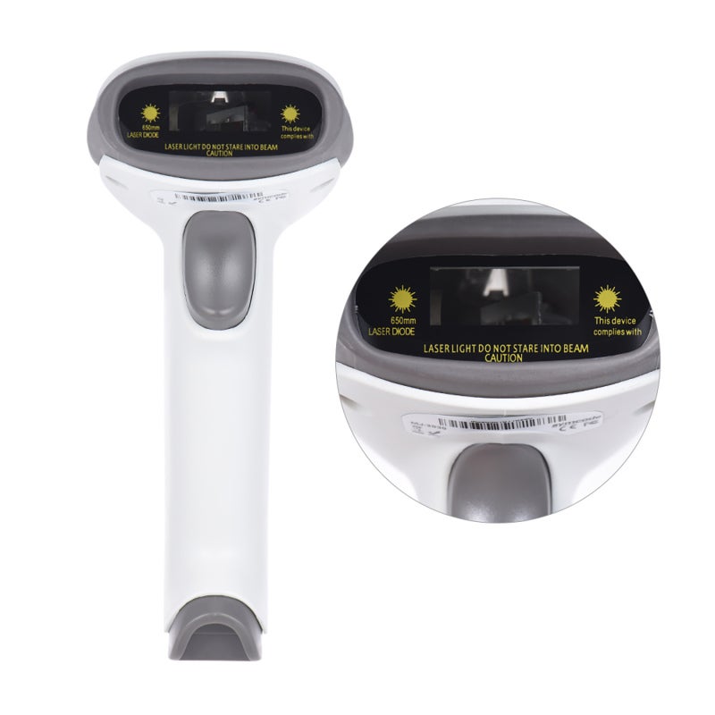 Barcode Scanner: White Plastic Handheld Scanner - High-speed 100 Scans/Sec Decoding 2.4GHz Wireless USB Barcode Scanner for Windows XP 7 8 10 System - Image 3