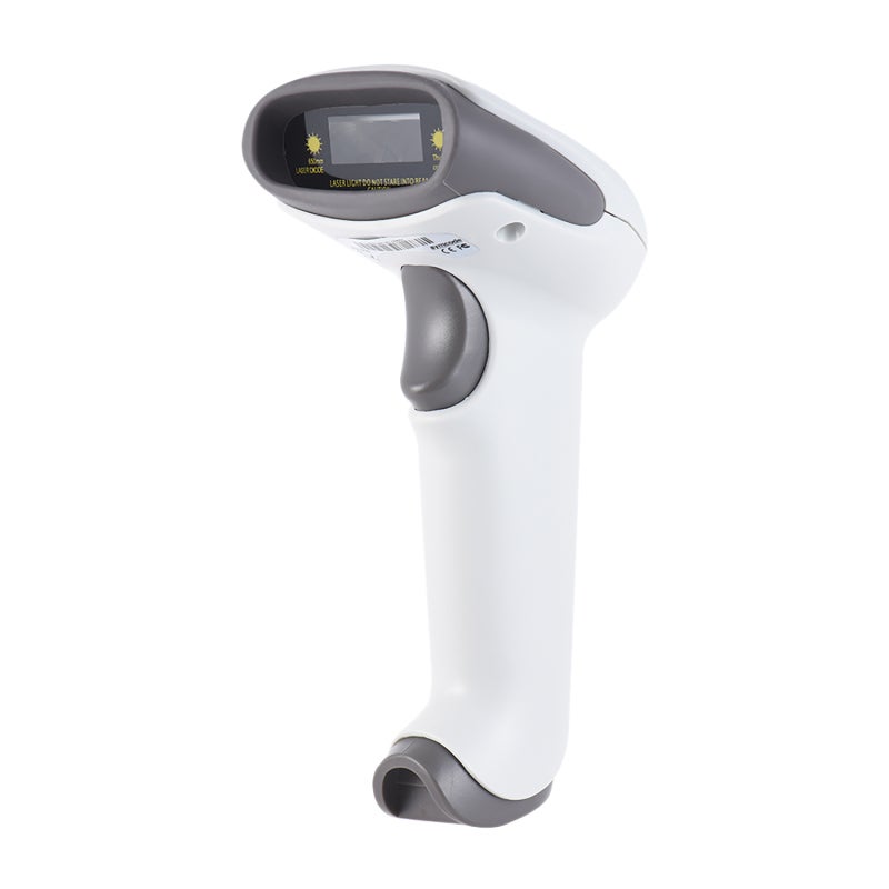 Barcode Scanner: White Plastic Handheld Scanner - High-speed 100 Scans/Sec Decoding 2.4GHz Wireless USB Barcode Scanner for Windows XP 7 8 10 System - Image 1