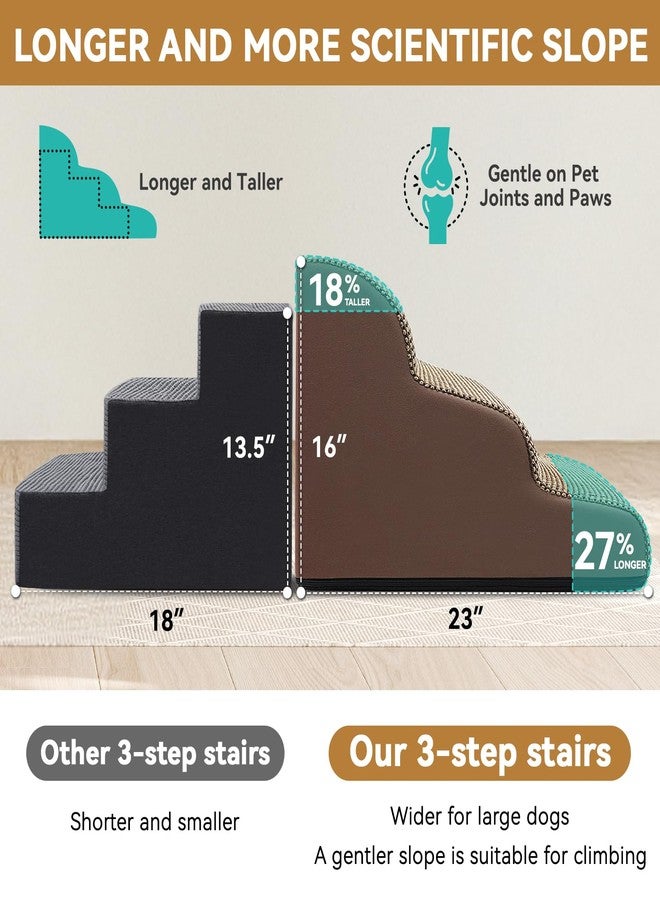 Zerbuger Dog Ramp and Stair for Bed 16" H-20 H,3-Step Cat Stair for Sofa and Chair,4-Step Dog Ramp for High Bed and Window,Durable Nonslip Fabric Cover for Indoor (Coffee-16 H, Pet Friendly, 3) - Image 4