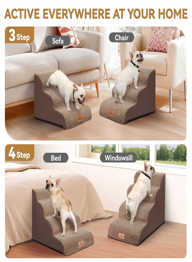 Zerbuger Dog Ramp and Stair for Bed 16" H-20 H,3-Step Cat Stair for Sofa and Chair,4-Step Dog Ramp for High Bed and Window,Durable Nonslip Fabric Cover for Indoor (Coffee-16 H, Pet Friendly, 3) - Image 2