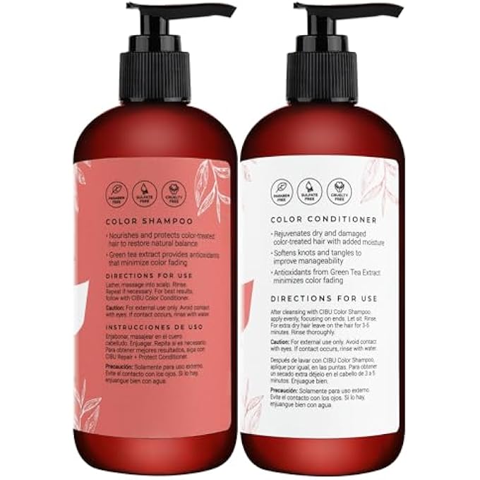 cibu COLOR SHAMPOO AND CONDITIONER BUNDLE FOR DRY, COLOR-TREATED HAIR | GENTLY HYDRATES AND STRENGTHENS STRANDS | PROTECTS COLOR AND REVITALIZES HAIR AND SCALP | FRESH SCENT | 11.83OZ PACK OF 2 - Image 3