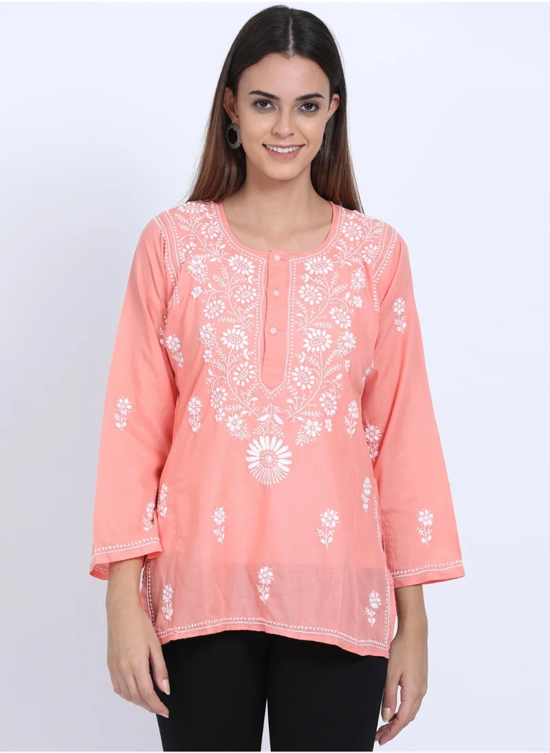 Alaya Women Hand Embroidered Chikankari Cotton Kurti-ALSTV115