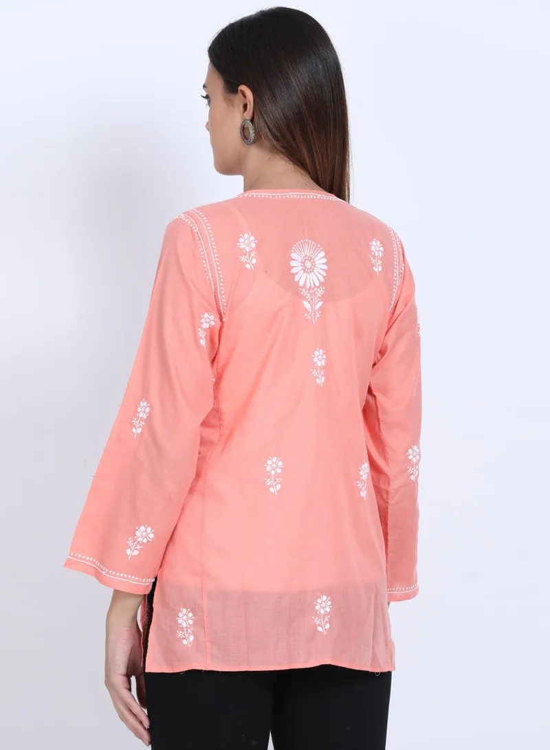 Alaya Women Hand Embroidered Chikankari Cotton Kurti-ALSTV115