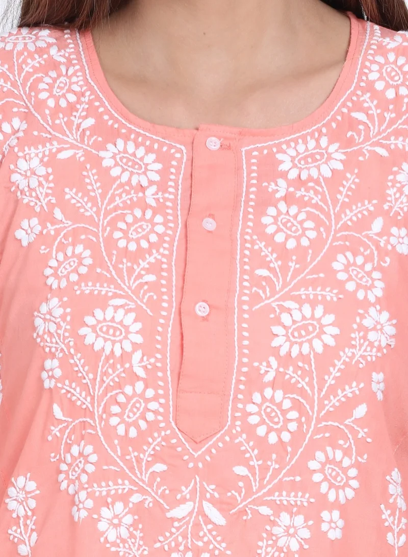 Alaya Women Hand Embroidered Chikankari Cotton Kurti-ALSTV115