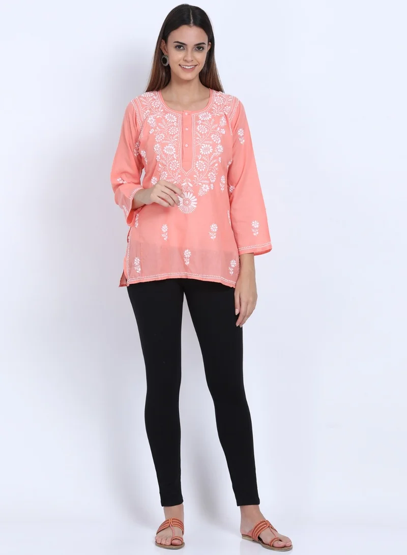 Alaya Women Hand Embroidered Chikankari Cotton Kurti-ALSTV115