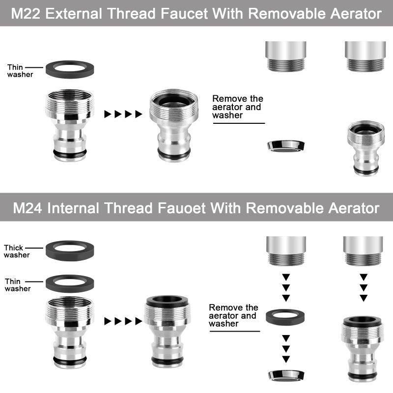 TRESSON Faucet Quick Adapter Connector with Aerator,Sink Faucet to Shower Hose/Garden Hose/Washing machine hose with Multi-Interface Converter - Image 3