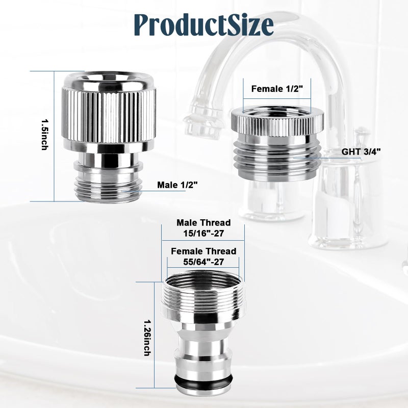 TRESSON Faucet Quick Adapter Connector with Aerator,Sink Faucet to Shower Hose/Garden Hose/Washing machine hose with Multi-Interface Converter - Image 4