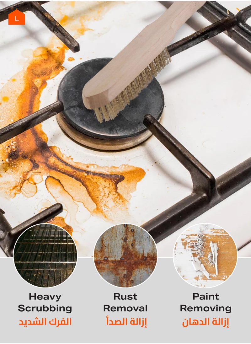 LAWAZIM Copper Brush Wood Handle|Stainless Steel Bristles|sanding brushes|Paint Scrubbing|Finishing Products|Abrasive Brushes|Scratch Brushes  - Image 4