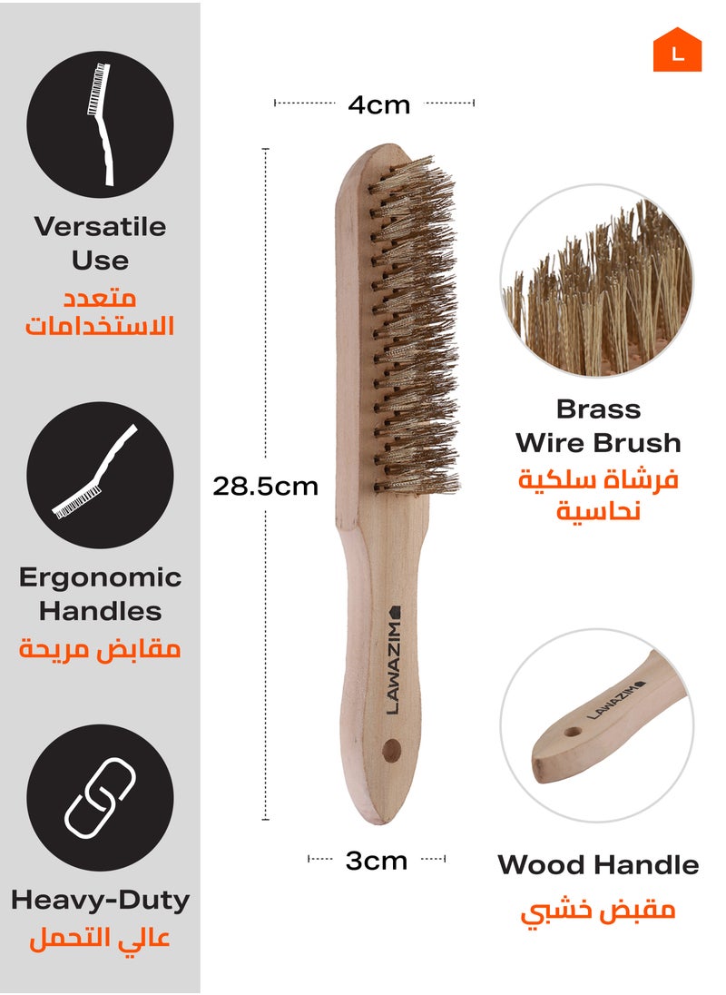 LAWAZIM Copper Brush Wood Handle|Stainless Steel Bristles|sanding brushes|Paint Scrubbing|Finishing Products|Abrasive Brushes|Scratch Brushes  - Image 2
