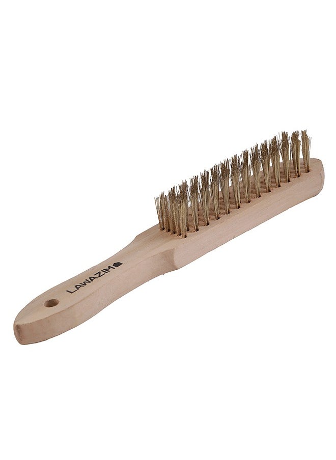 LAWAZIM Copper Brush Wood Handle|Stainless Steel Bristles|sanding brushes|Paint Scrubbing|Finishing Products|Abrasive Brushes|Scratch Brushes  - Image 1