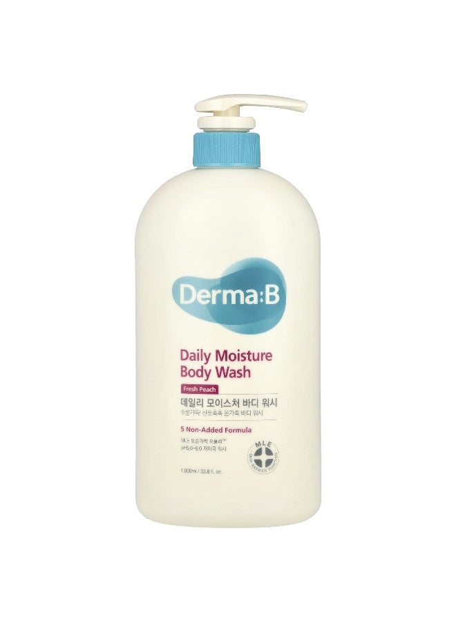 derma b Derma:B, Daily Moisture Body Wash, Fresh Peach, 33.8 fl oz (1,000 ml)  - Image 1