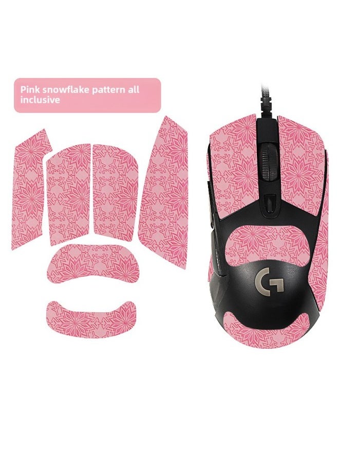 Generic - Suitable For Logitech G703/G603/G403 Mouse Anti-slip Sticker Special Sweat-absorbent Anti-sweat Side Sticker Foot Sticker Foot Mat Film-color:[all Inclusive] A Pink Snowflake Pattern Mouse Sticker - Image 1