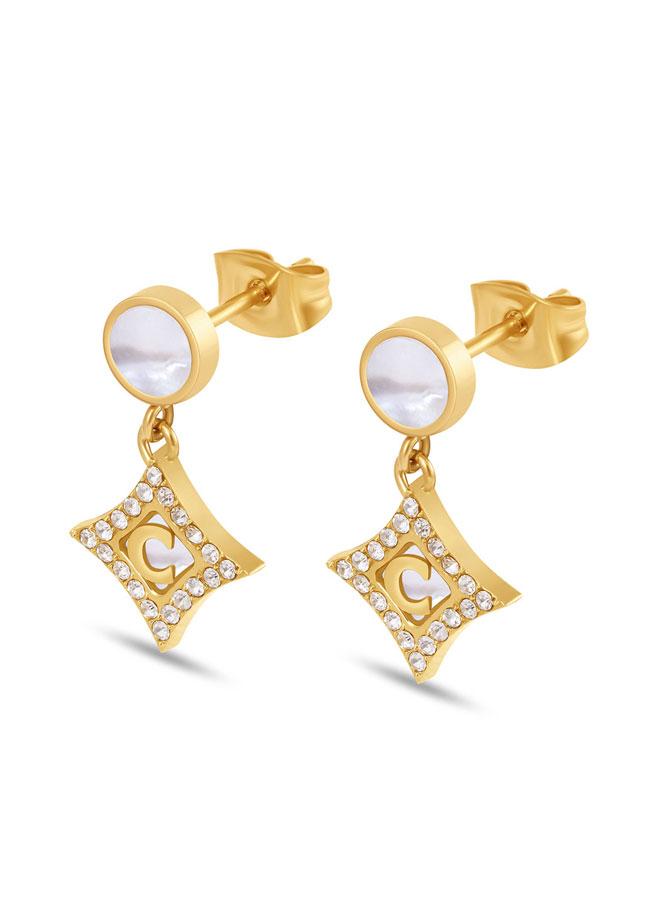 CERRUTI 1881 Tessa Gold Plated Stainless Steel Drop Earrings for Women 15mm - Image 2