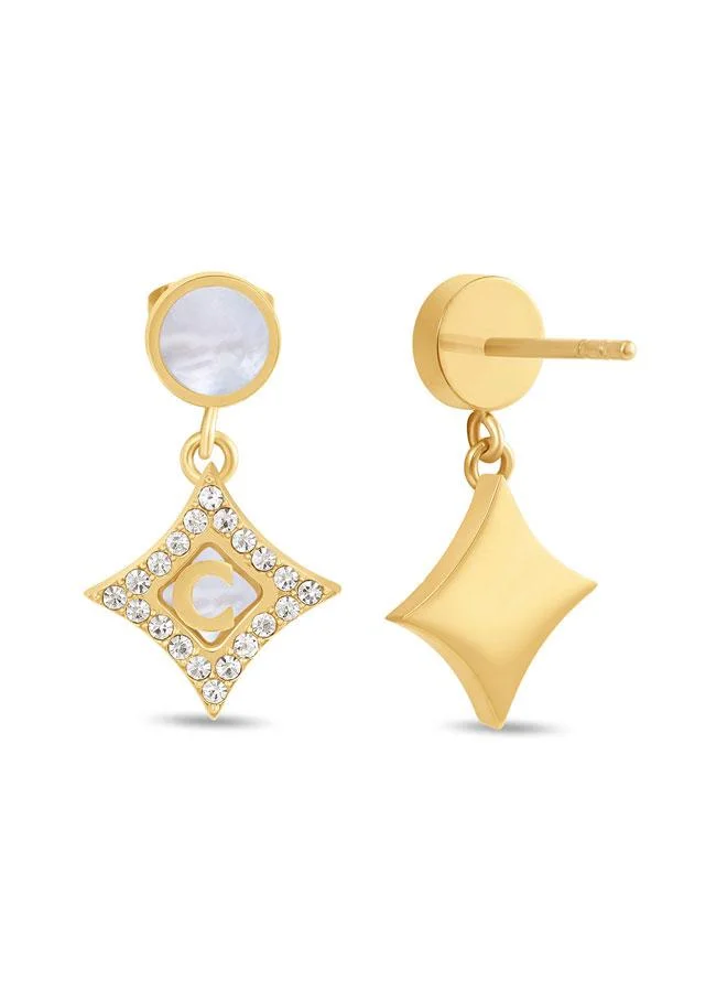 CERRUTI 1881 Tessa Tessa Gold Plated Stainless Steel Drop Earrings for Women 15mm for Women | Best Price UAE
