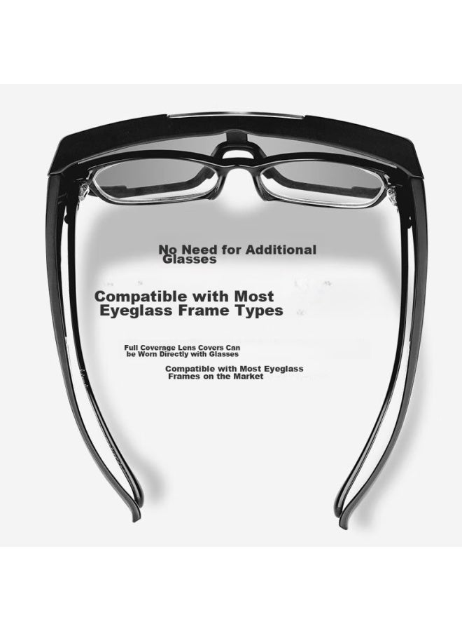 LOVECRAFT Lovecraft Cycling Goggles, Large Frame, Black Frame, Blue Lenses, Prescription Glasses Goggles, Outdoor Windproof Glasses, Protective Eyewear For Men And Women - Image 1
