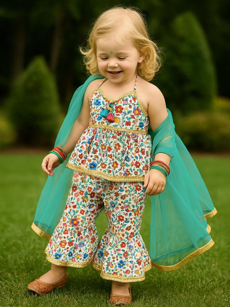 A.T.U.N. (ALL THINGS UBER NICE) Girls Kurti, Sharara and Dupatta Set | Comfortable Ethnic Wear Clothing Set - Image 2