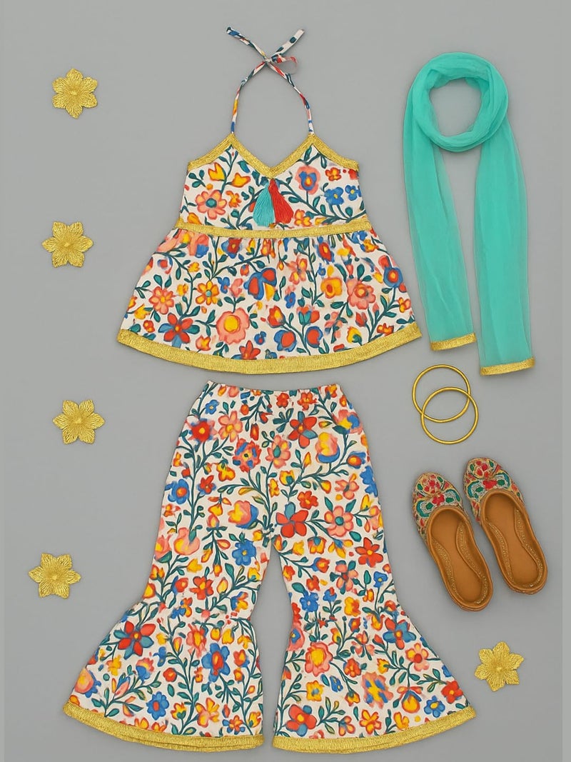 A.T.U.N. (ALL THINGS UBER NICE) Girls Kurti, Sharara and Dupatta Set | Comfortable Ethnic Wear Clothing Set - Image 3