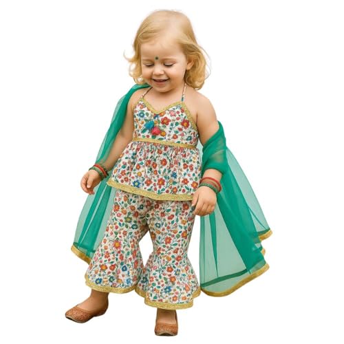 A.T.U.N. (ALL THINGS UBER NICE) Girls Kurti, Sharara and Dupatta Set | Comfortable Ethnic Wear Clothing Set - Image 1