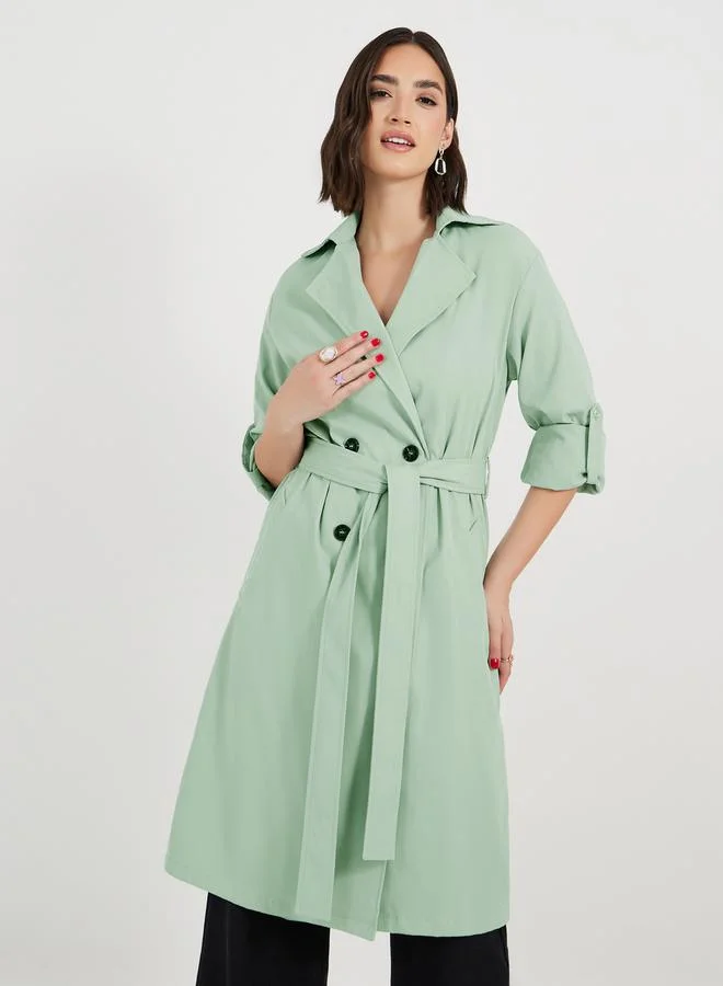 Styli Regular Fit Knee Length Trench Coat