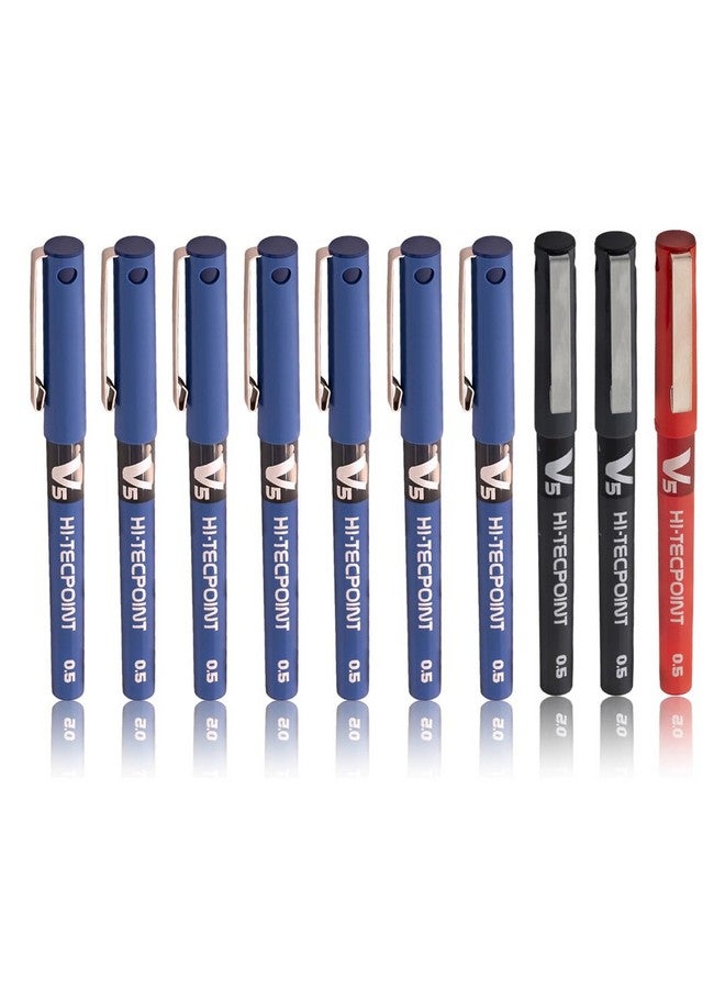 بايلوت قلم حبر جاف بايلوت V5 رولر فاين، عبوة من 10 أقلام (7 أزرق، 2 أسود، 1 أحمر) - Image 1