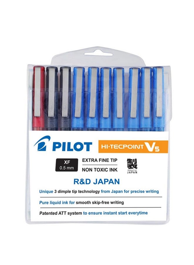 بايلوت قلم حبر جاف بايلوت V5 رولر فاين، عبوة من 10 أقلام (7 أزرق، 2 أسود، 1 أحمر) - Image 4