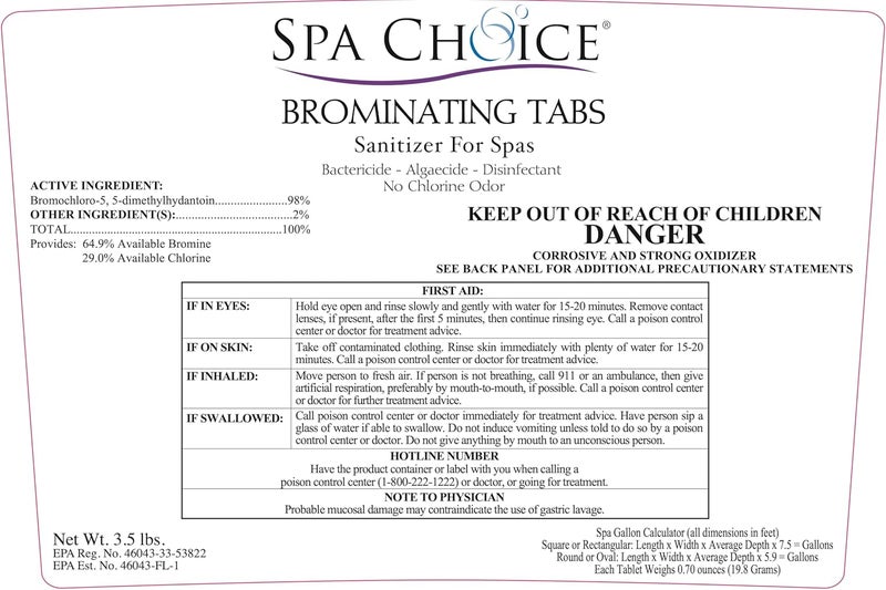 SpaChoice 3.5-Pounds Premium Brominating Tabs Sanitizer for Spas, Bromine Tablets for Spa Hot Tub, Made in USA - Image 1
