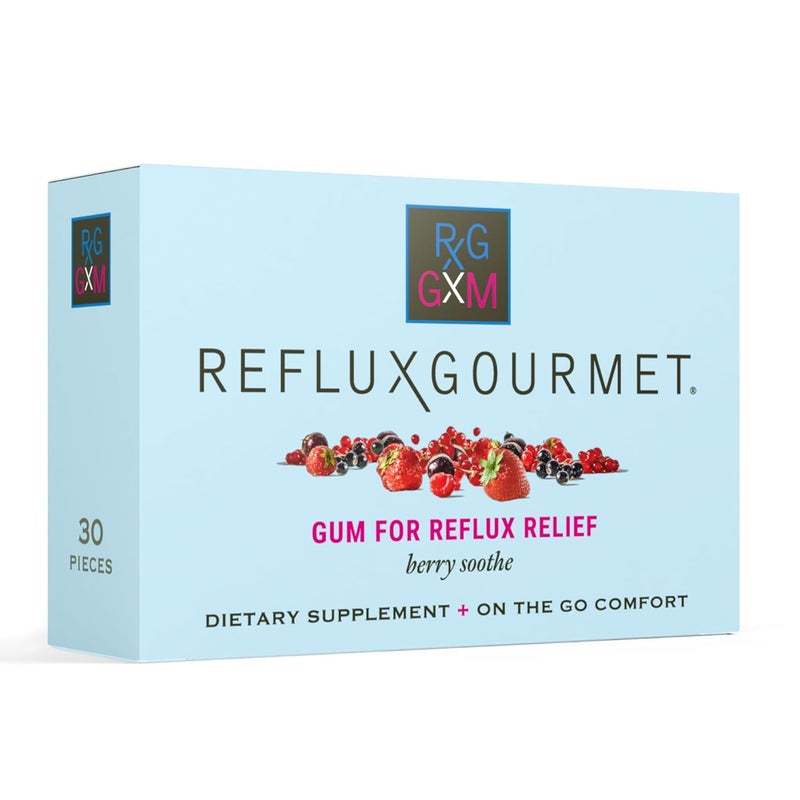 Reflux Gourmet Berry Soothe Gum Alginate Therapy Sodium Bicarbonate Gum for Acid Reflux Oral Cognitive and Digestive Support Natural with Ginger Celeriac and Aloe Sugar Free Gluten Free Vegan - Image 1