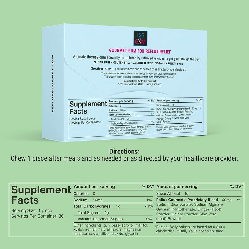 Reflux Gourmet Berry Soothe Gum Alginate Therapy Sodium Bicarbonate Gum for Acid Reflux Oral Cognitive and Digestive Support Natural with Ginger Celeriac and Aloe Sugar Free Gluten Free Vegan - Image 2