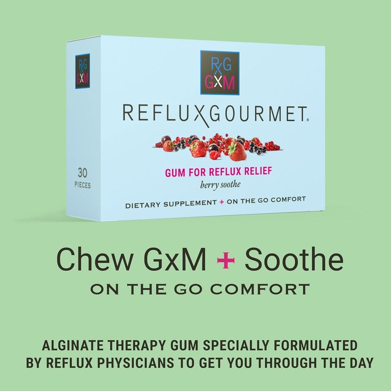 Reflux Gourmet Berry Soothe Gum Alginate Therapy Sodium Bicarbonate Gum for Acid Reflux Oral Cognitive and Digestive Support Natural with Ginger Celeriac and Aloe Sugar Free Gluten Free Vegan - Image 3