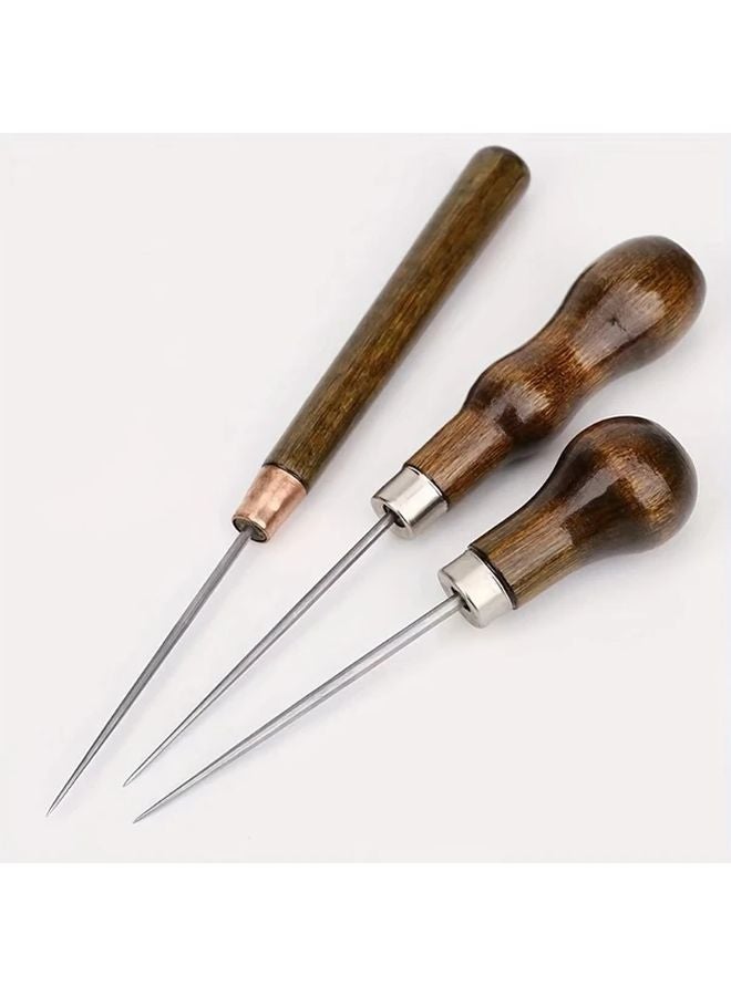 3pcs Gourd Shaped Solid Steel Cone Awls For Sewing Leather Craft Shoe Repair - Image 2