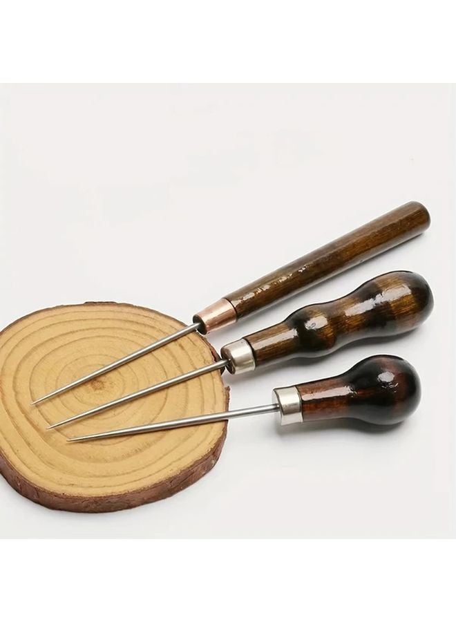 3pcs Gourd Shaped Solid Steel Cone Awls For Sewing Leather Craft Shoe Repair - Image 3
