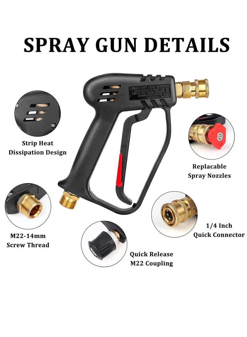 مسدس غسالة تعمل بالضغط 4000 باوند لكل انش مربع ب5 فوهات رش قابلة للتبديل، مسدس غسيل نفاث بوصلة سريعة 1/4 انش ووصلة M22 - Image 2