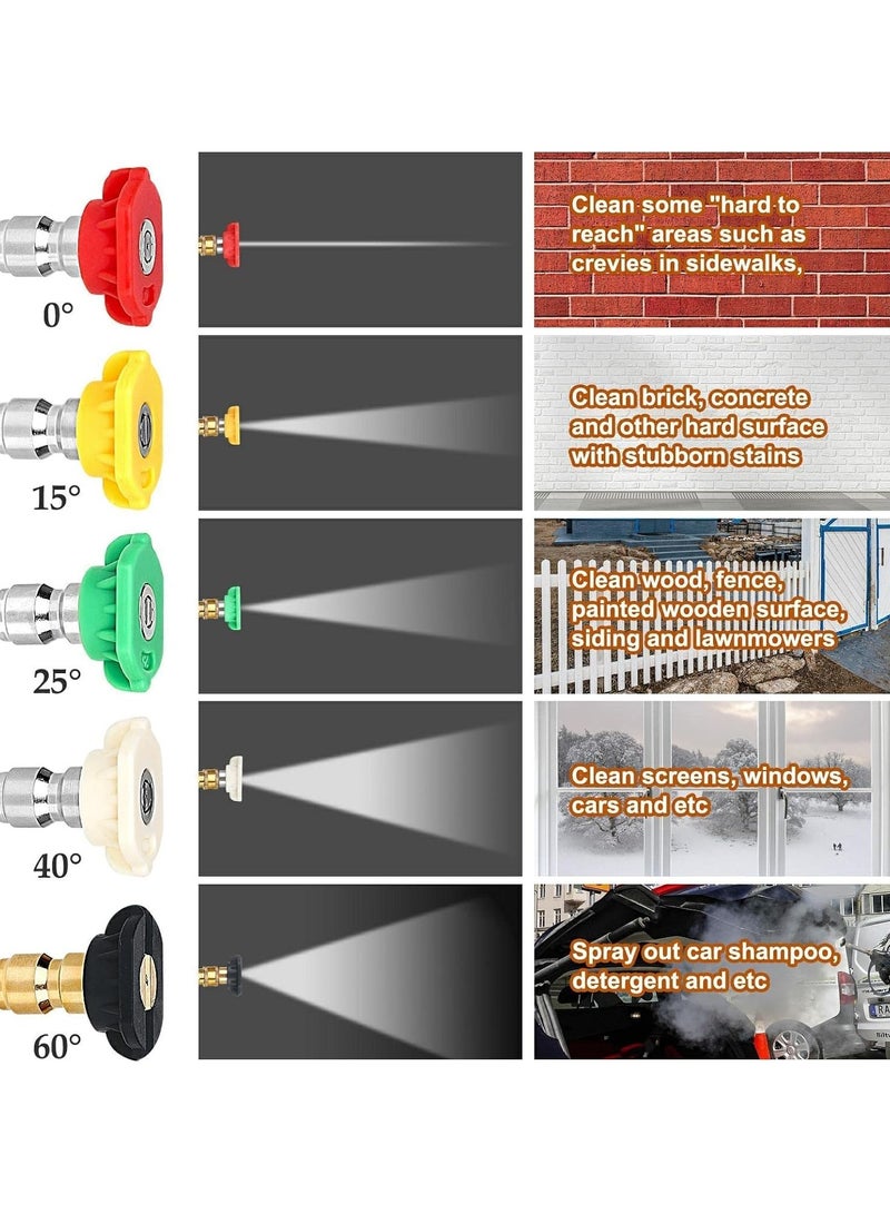 مسدس غسالة تعمل بالضغط 4000 باوند لكل انش مربع ب5 فوهات رش قابلة للتبديل، مسدس غسيل نفاث بوصلة سريعة 1/4 انش ووصلة M22 - Image 4