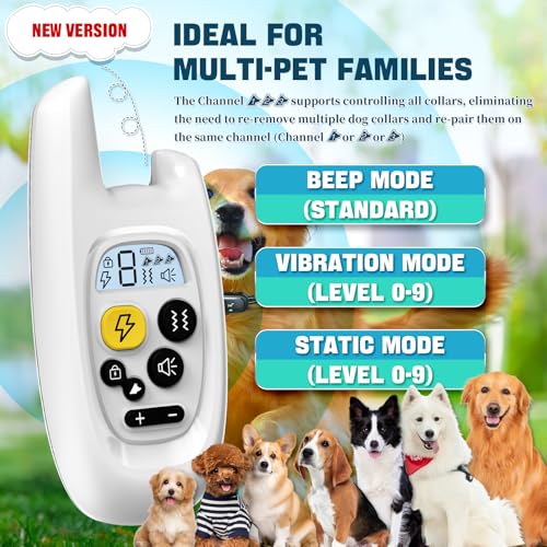 PEDONO Dog Shock Collar with Remote Control Newly Upgraded Training Collar for Small Medium Large Dogs Electric Collar for Dogs Training Rechargeable E Collar with Beep Vibration ShockLock Keypad - Image 3