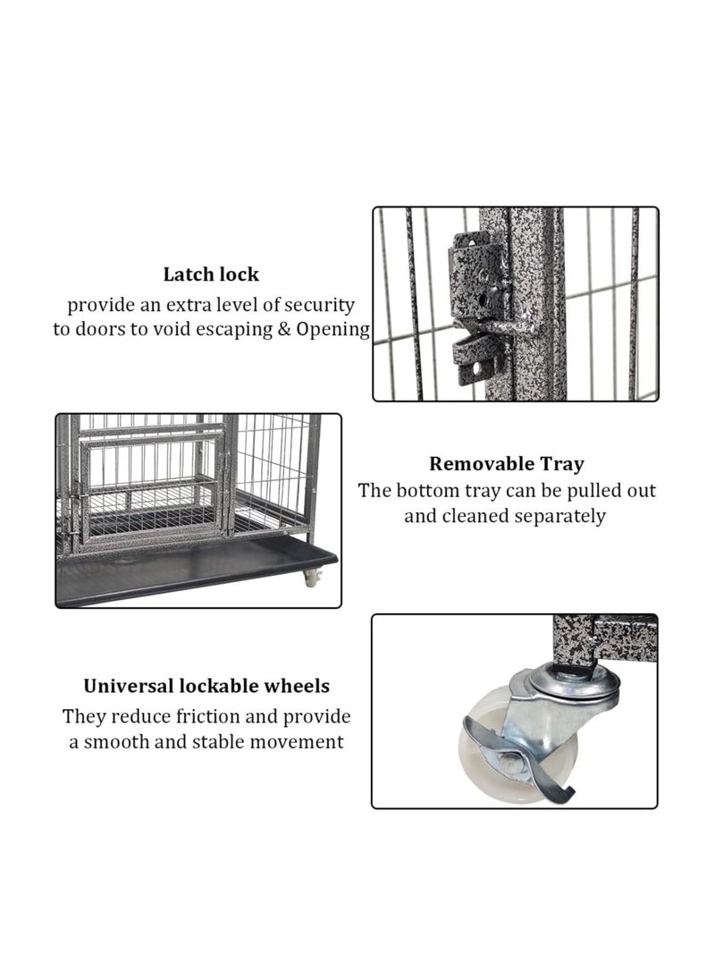 NNC PETS Dog cage with Heavy-Duty Metal, Lockable door, Removable tray and Rolling wheels, Dog playpen kennel with Open-top design, Sturdy cage for small to medium dogs, and Indoor-Outdoor use, 93 cm (Silver)  - Image 3