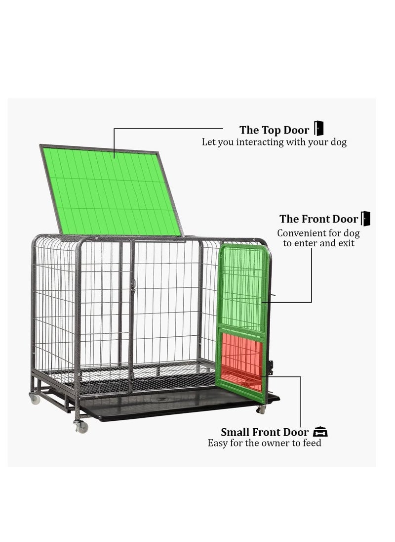 NNC PETS Dog cage with Heavy-Duty Metal, Lockable door, Removable tray and Rolling wheels, Dog playpen kennel with Open-top design, Sturdy cage for small to medium dogs, and Indoor-Outdoor use, 93 cm (Silver)  - Image 4