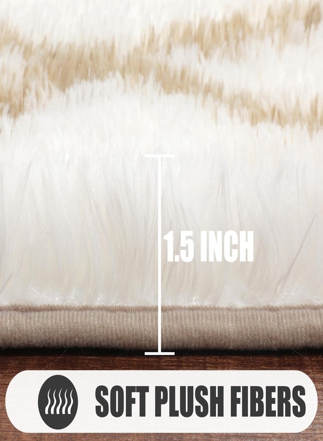 ONASAR Luxury Geometric Rug 5x7 White and Beige Shaggy Moroccan Bedside Rug Floor Mat for Home Decor Aesthetic Soft Plush Fluffy Rug for - Image 4