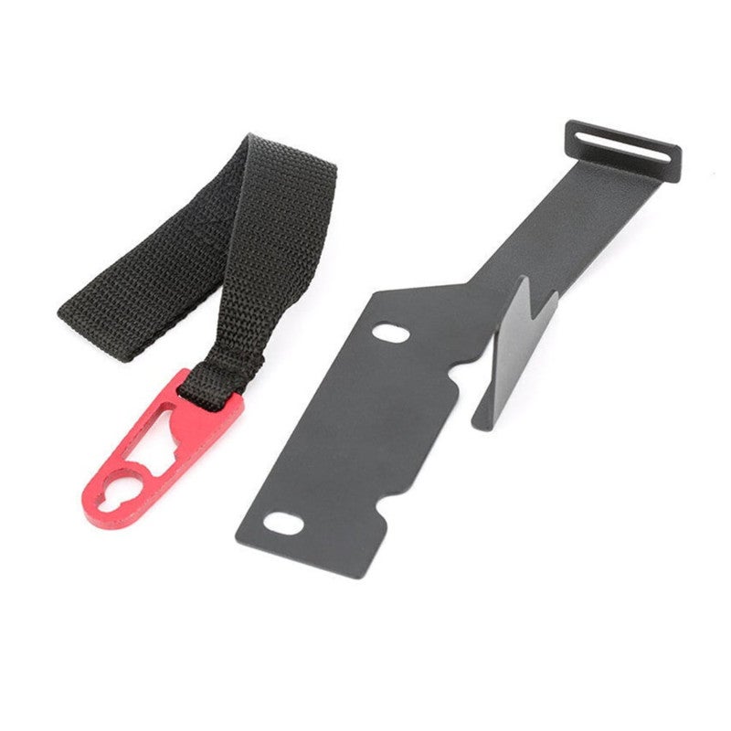 Ford F-150 Rear Seat Lock Release Kit CNC Formed Latch Pull Red Anodized - Black Zinc Coated Bracket With Nylon Strap for F250 F350 Super Easy Access - Image 3