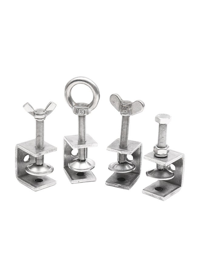 304 Stainless Steel Tiger Clip U-shaped Clip C- Shaped Clip Steel Pipe Square Clip Hand Screw Ring Clamp Opening-Specification Model:Opening 120mm [galvanized Lifting Ring]  - Image 5