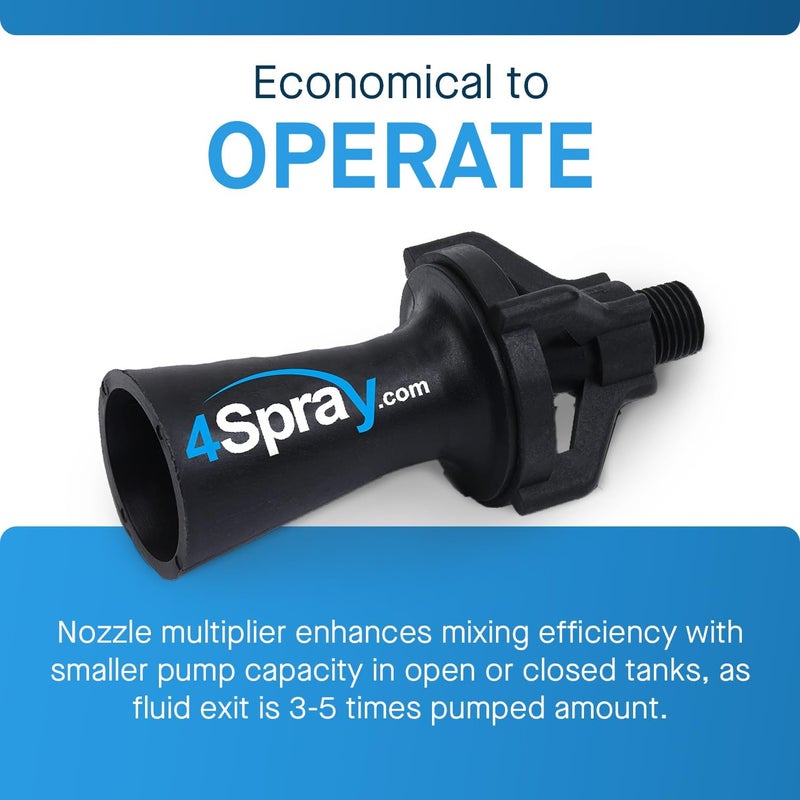 4SPRAY Eductor Nozzle - BSPT Fluid Mixing Eductors - Glass Reinforced Polypropylene - Minimal Maintenance and Clog Resistant Tank Mixing Agitation Nozzles - 1.5 inch (1 Count) - Image 3