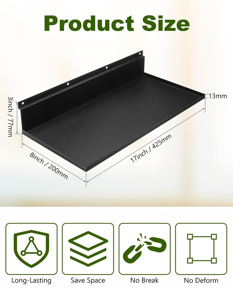 Alffun Metal Slatwall Shelves, 2 Pack 17Ã—8 Inch Slat Wall Hanging Shelf Accessories, Heavy Duty Slatwall Shelf for Garage, Retail, Home Storage - Image 5