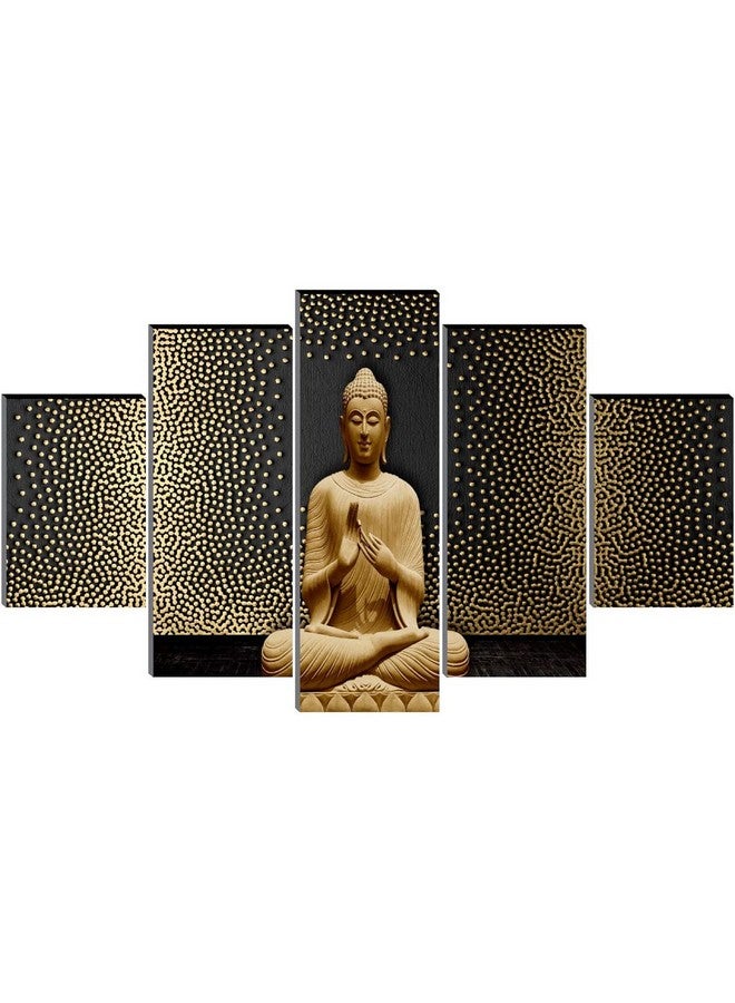 SAF مجموعة لوحات SAF من 5 لوحات لجوتام بودا مع إطار لتزيين المنزل، غرفة المعيشة، المكتب، الفندق (76 × 45 سم) متعددة الألوان، الموضوع: ديني - Image 2
